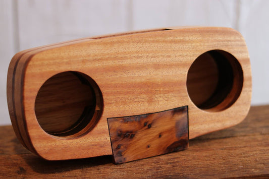 Mahogany, Thuya Burl, and White Oak Cell Phone Amplifier